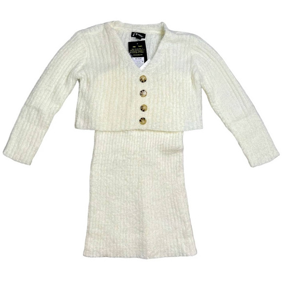 Art Class Girls Off White Sweater Dress With Matching Button Down Cardigan NWT - Picture 1 of 4